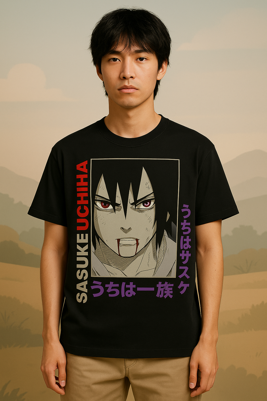 Sasuke Uchiha Oversized T-Shirt – Naruto Manga Style Design